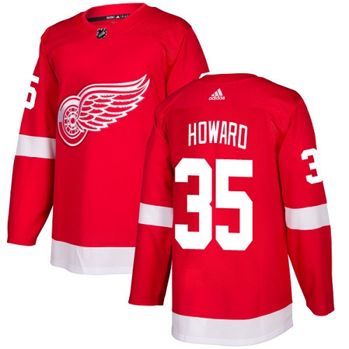 Adidas Red Wings #35 Jimmy Howard Red Home Authentic Stitched NHL Jersey - Click Image to Close